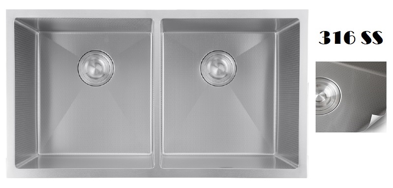 EACO 316 Stainless Steel Nano + Honey Comb Kitchen Sink - 316KS-80SS-DB